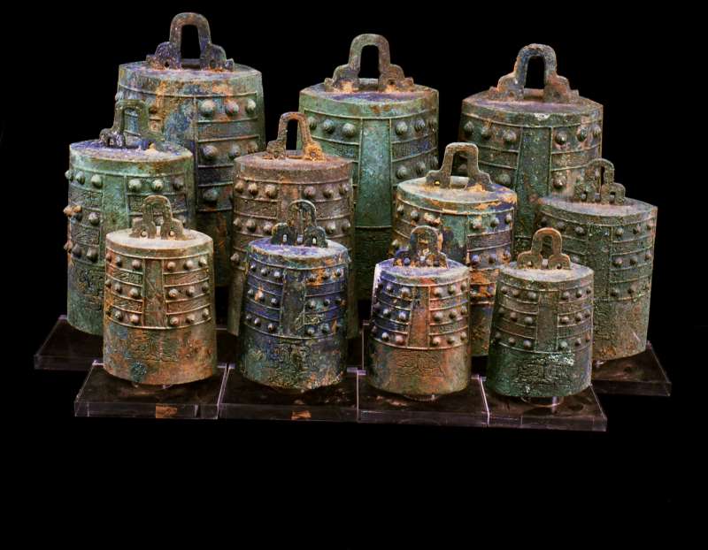 Set of eleven bronze bells